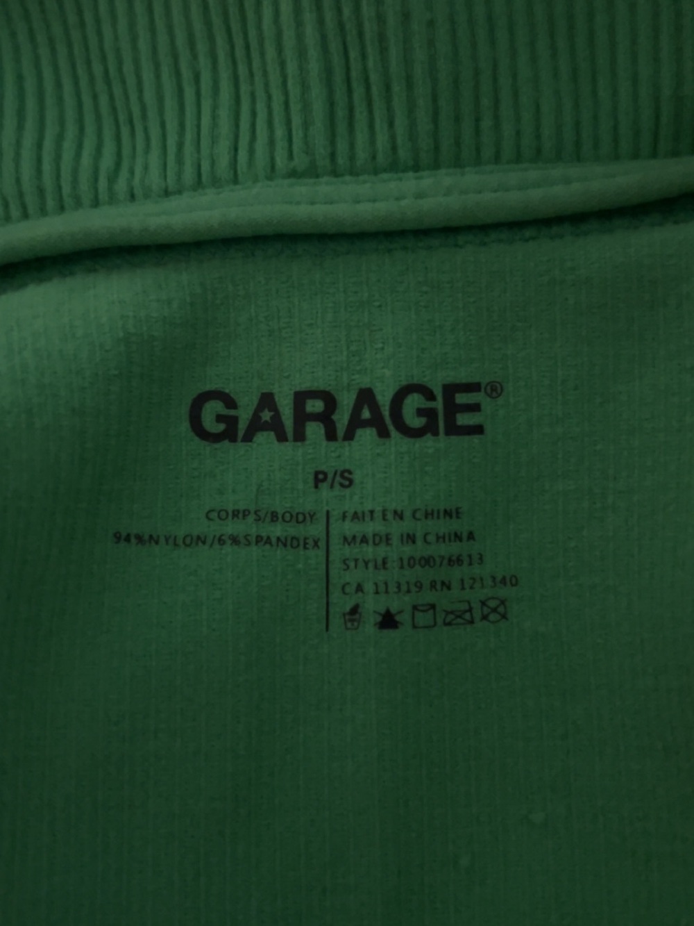 Garage Green Ribbed Collared Crop Tank Top - Picture 3 of 3